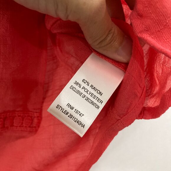 New Counterparts Top size 2X Orange Soft Comfy Split Neck Popover Blouse Preppy - Picture 7 of 9